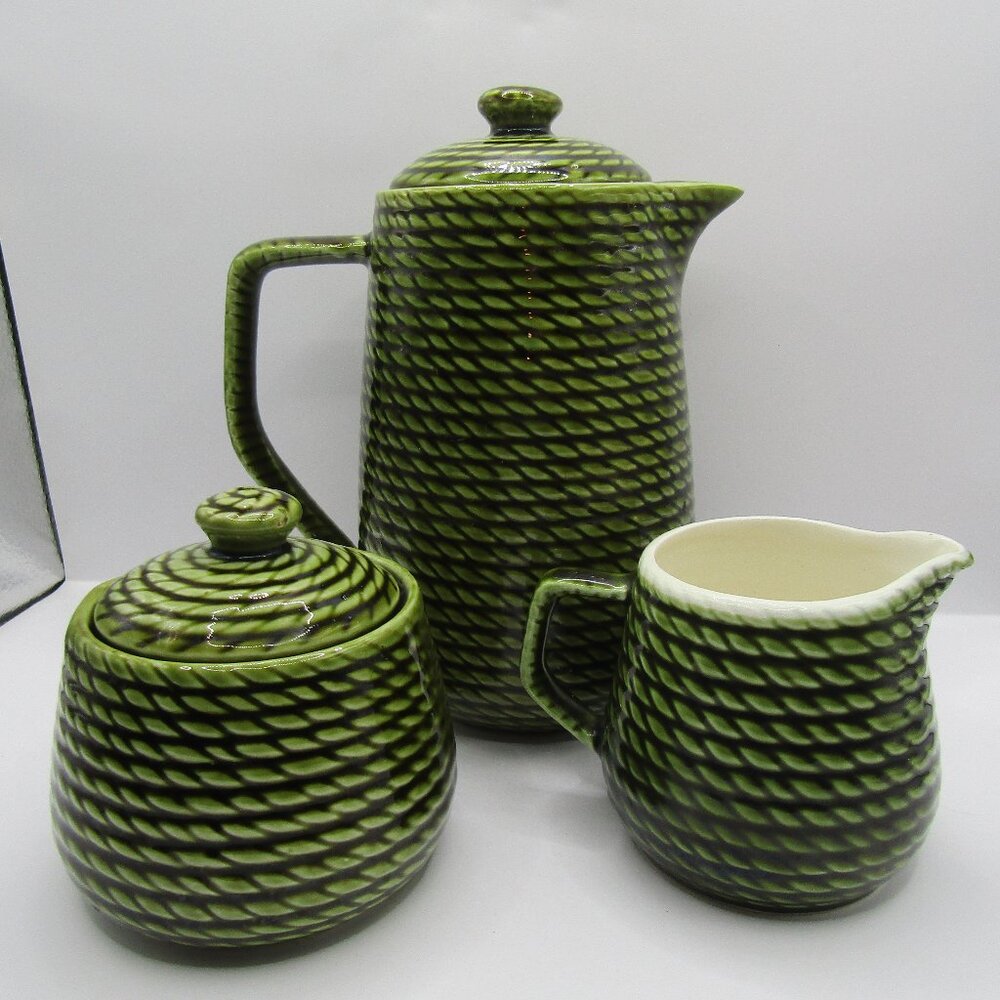 Joseph Magnin Ceramic Tea pot, Creamer and Sugar